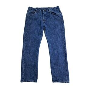 Wrangler Jeans Mens 36x30 Blue Premium Denim Regular Fit Straight Dark Wash